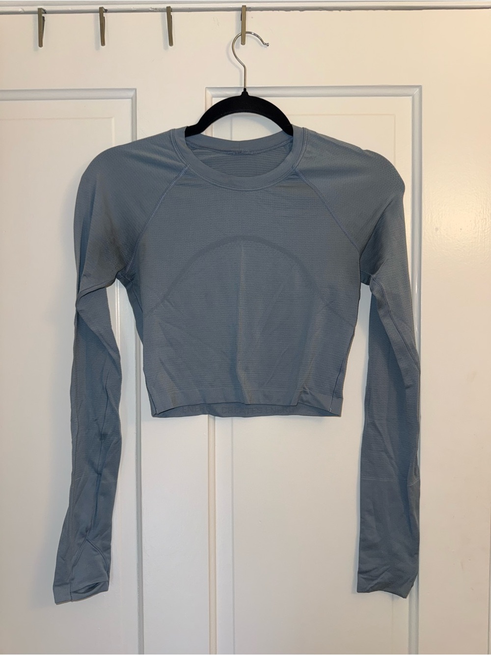 lululemon athletica Long Sleeve Cropped Athletic Top - Dusty Blue